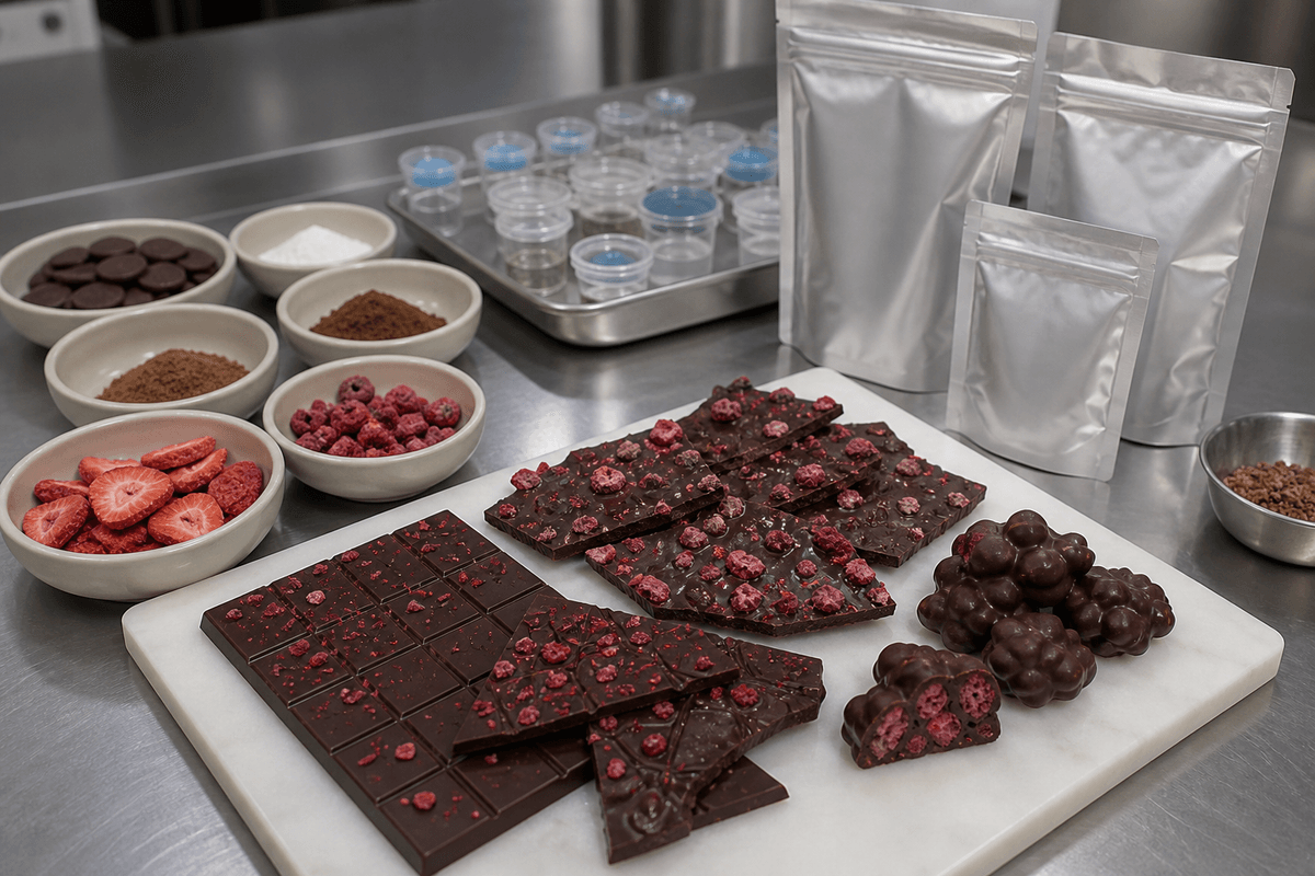 chocolate fruit interface inspected during moisture migration testing chocolate fruit interface inspected during moisture migration testing