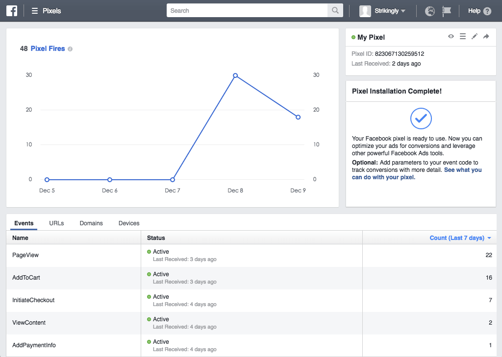 Facebook Pixel setup screen used to connect campaign tracking with a Strikingly site Facebook Pixel setup screen used to connect campaign tracking with a Strikingly site