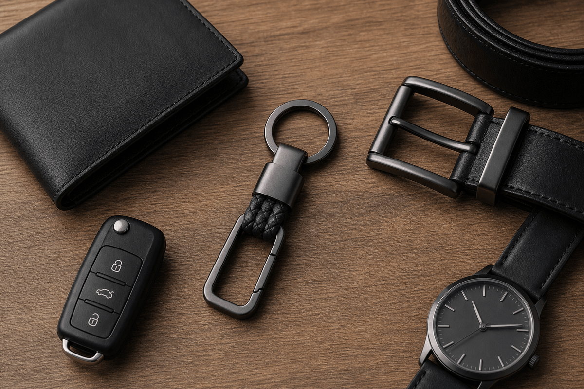 Metal car keychain matched with a watch and belt hardware Metal car keychain matched with a watch and belt hardware