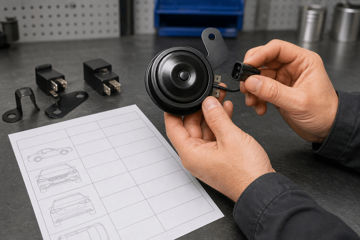 Buyer verifying universal car horn connector and mounting fit Buyer verifying universal car horn connector and mounting fit
