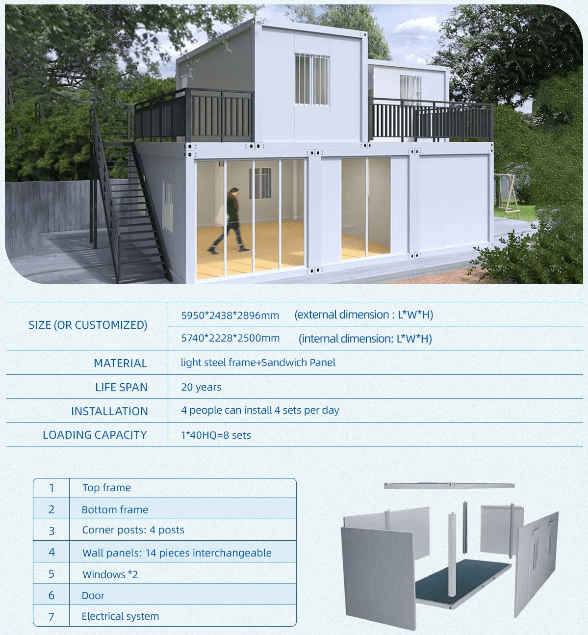 منزل حديث مصنوع من حاوية شحن مُجمّعة منزل حديث مصنوع من حاوية شحن مُجمّعة