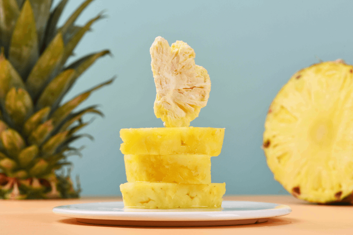 Delicious pieces of freeze dried pineapple perfect for healthy snacking. Delicious pieces of freeze dried pineapple perfect for healthy snacking.