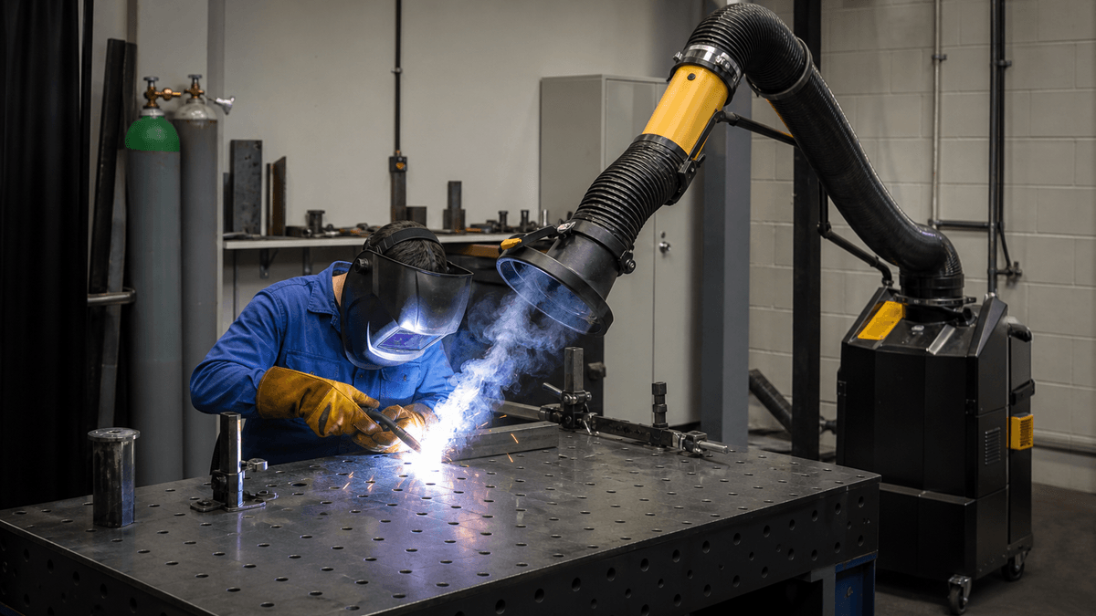 extraction arms for industry capturing welding fume at a workstation extraction arms for industry capturing welding fume at a workstation