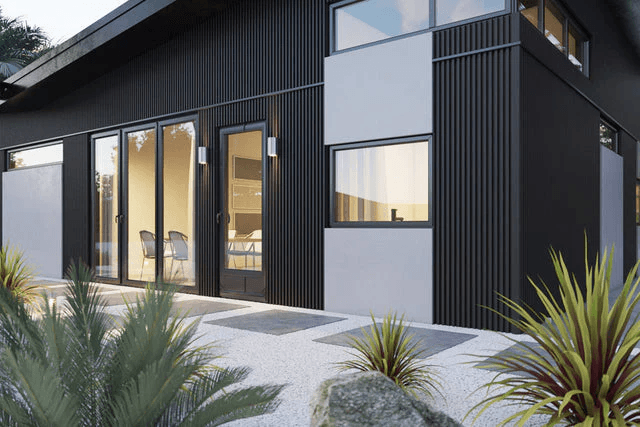 Installation process of external wall cladding on a house. Installation process of external wall cladding on a house.