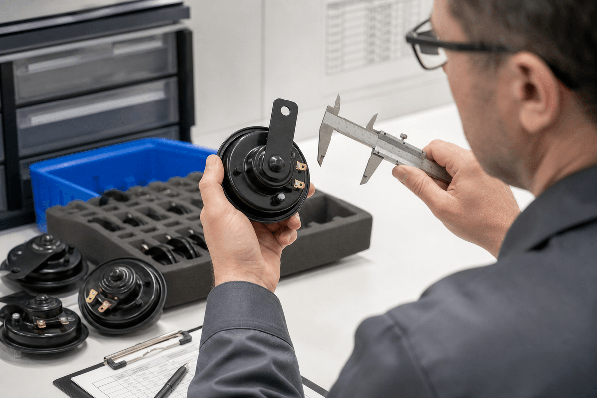 Buyer checking 110dB car horn markings and fitment Buyer checking 110dB car horn markings and fitment