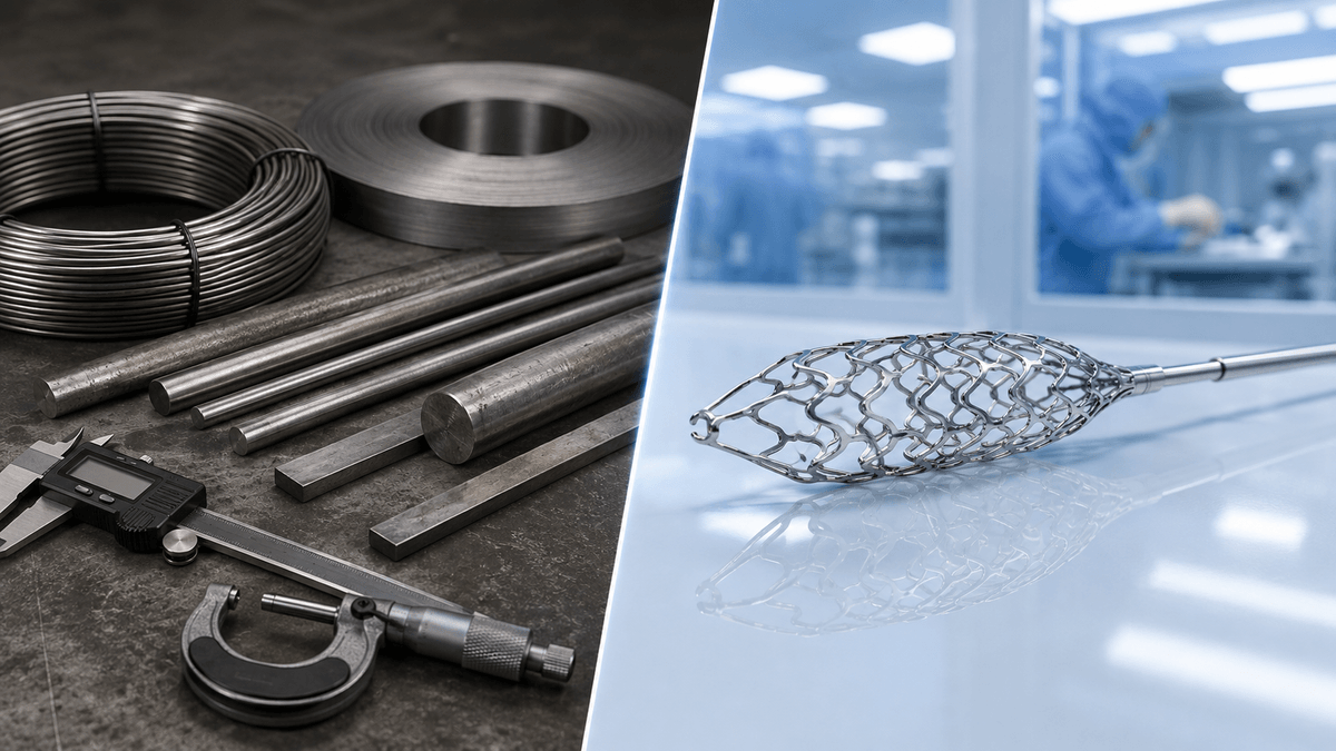 Boundary between nitinol mill material and a finished medical component Boundary between nitinol mill material and a finished medical component