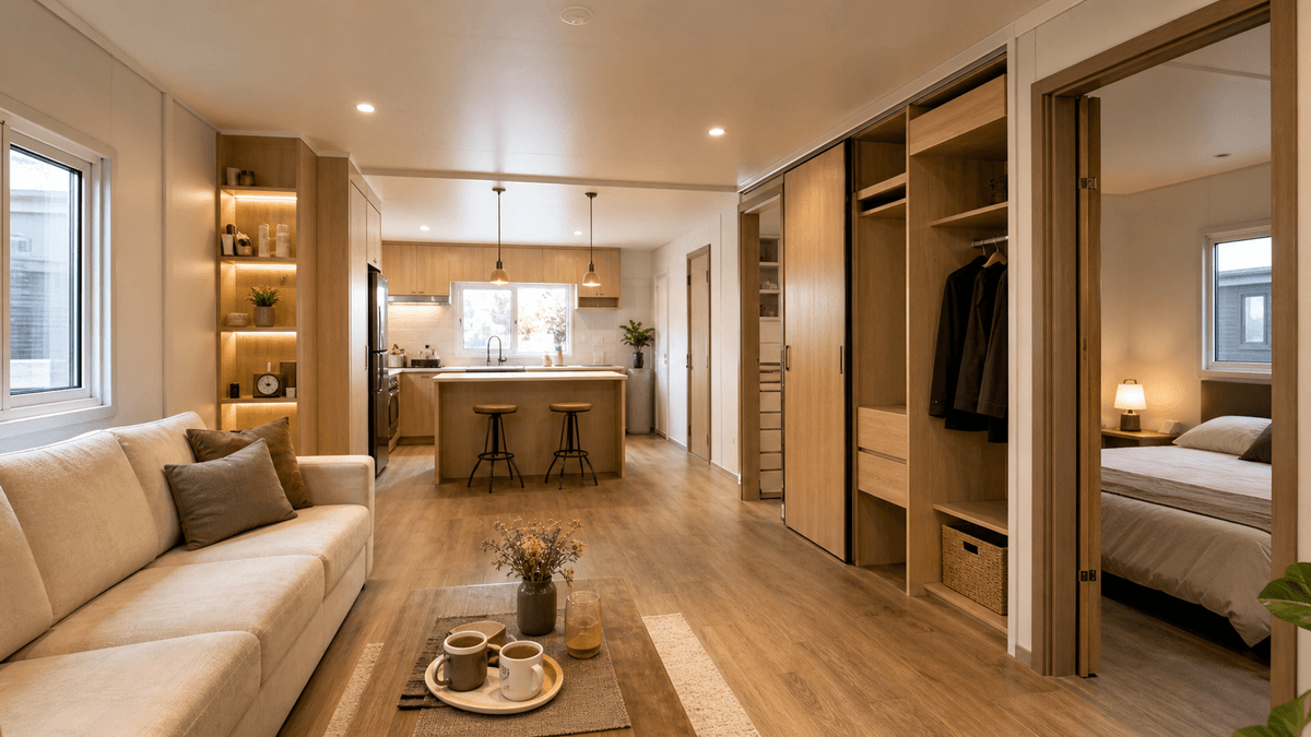 Planta interior amplia de casa contenedor expandible 40 pies Planta interior amplia de casa contenedor expandible 40 pies