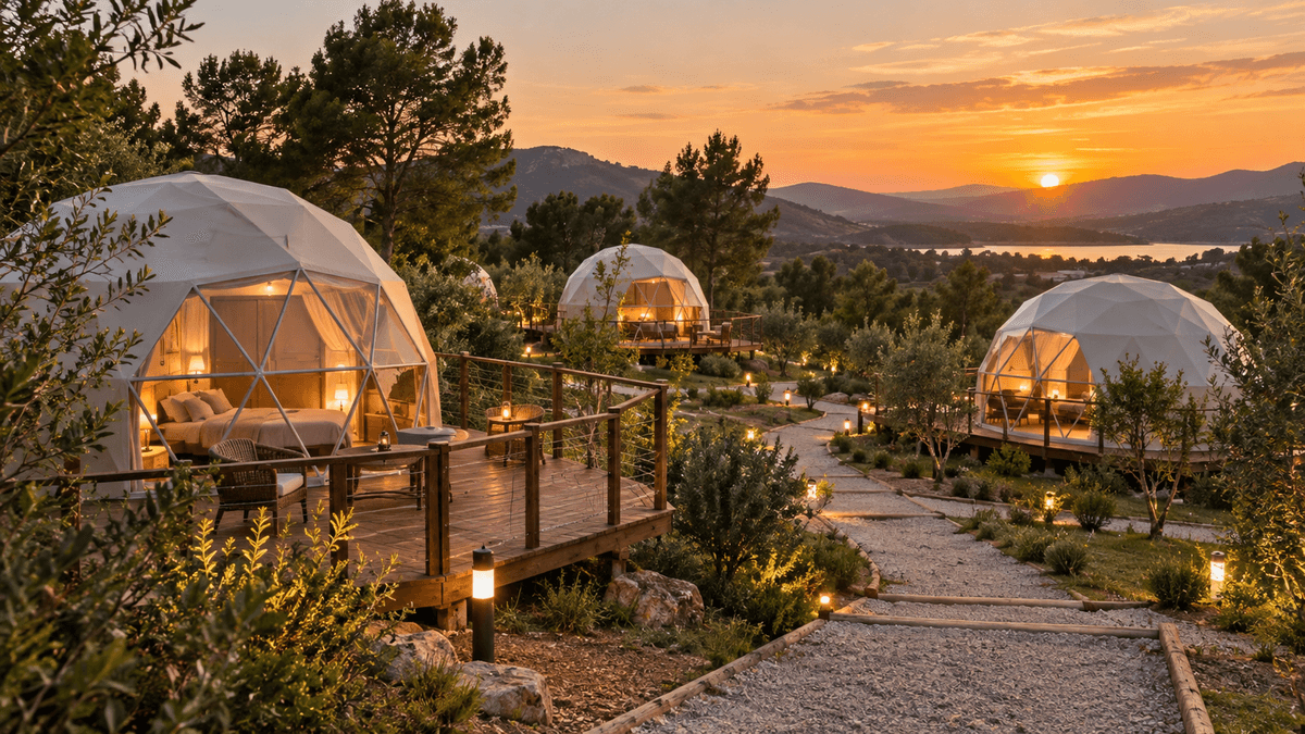 Domos habitables para glamping en paisaje natural Domos habitables para glamping en paisaje natural