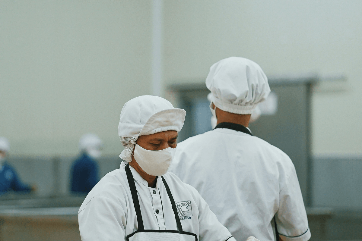 Training session focusing on food quality control best practices. Training session focusing on food quality control best practices.