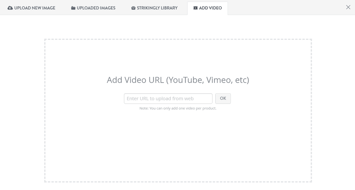 Strikingly product editor panel for adding multiple product images or video Strikingly product editor panel for adding multiple product images or video