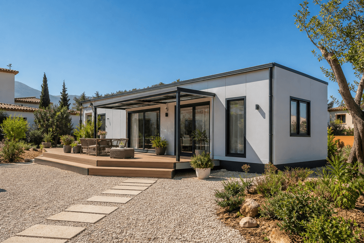 Modular home en España con terraza y fachada moderna Modular home en España con terraza y fachada moderna