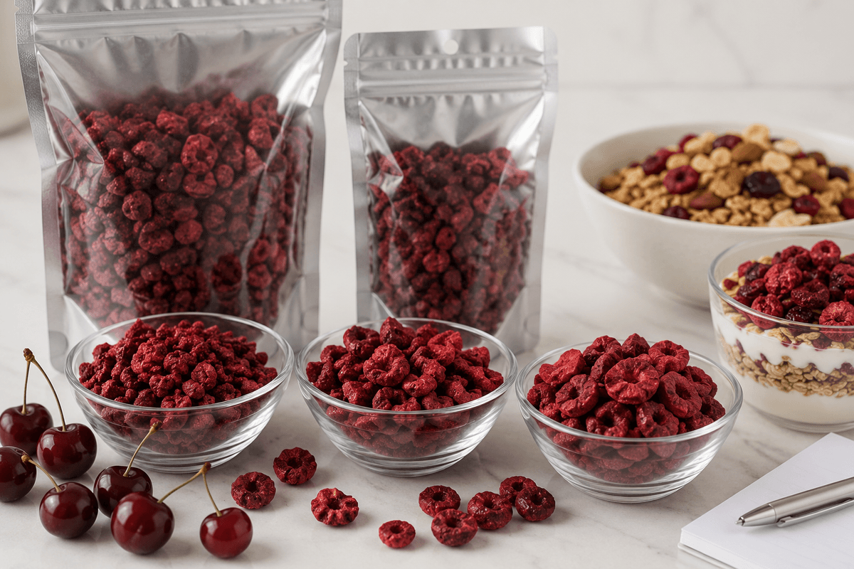 Freeze-dried organic cherries for premium snack sourcing Freeze-dried organic cherries for premium snack sourcing