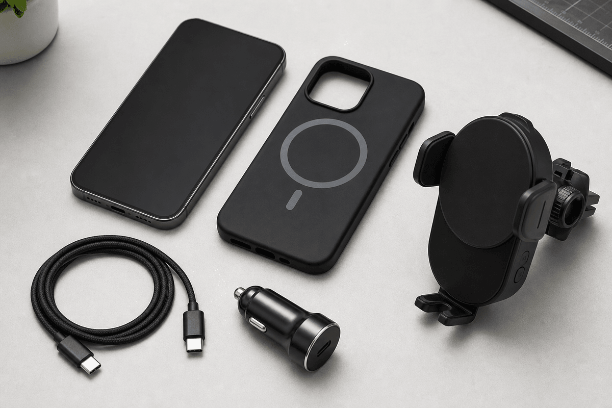 Phone on wireless charging mount with heat and airflow clearance Phone on wireless charging mount with heat and airflow clearance