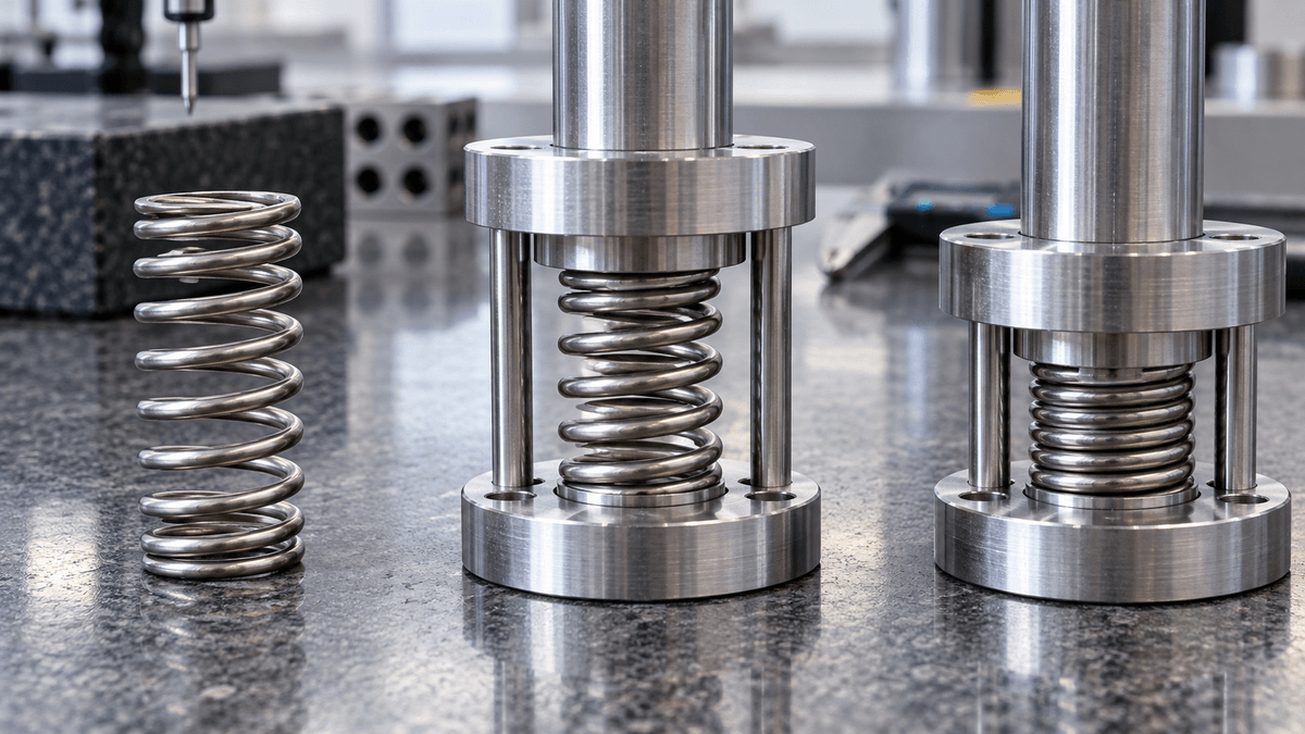 NiTi coil spring free length solid height and installed length comparison NiTi coil spring free length solid height and installed length comparison