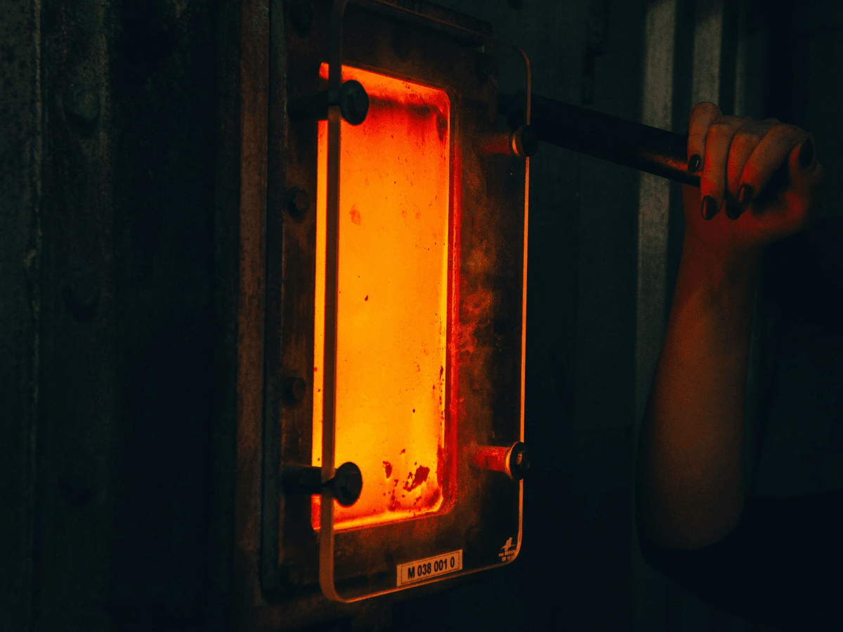 Fired heater interior during inspection. Fired heater interior during inspection.