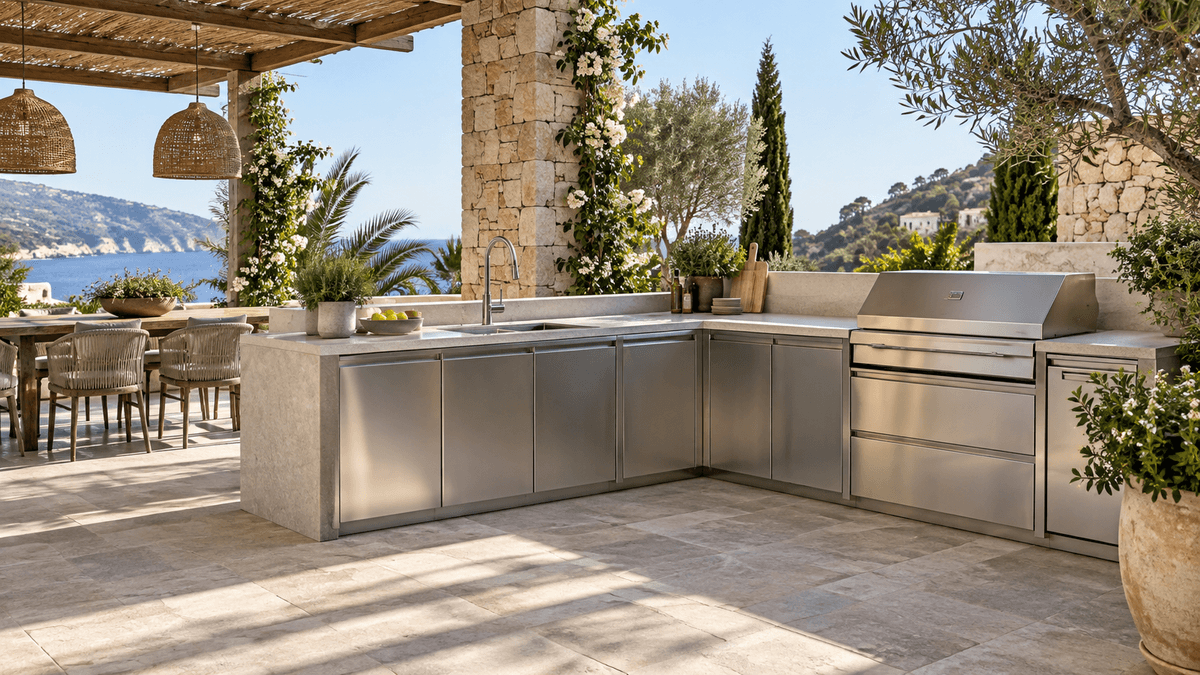 Cocina modular para exteriores en terraza turística Cocina modular para exteriores en terraza turística