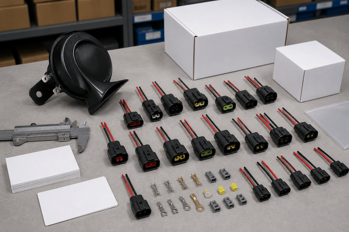 Distributor checking multi fit horn adapters against vehicle applications Distributor checking multi fit horn adapters against vehicle applications