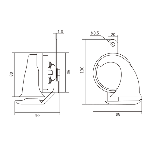 High tone horn and low tone horn pair for aftermarket sourcing High tone horn and low tone horn pair for aftermarket sourcing