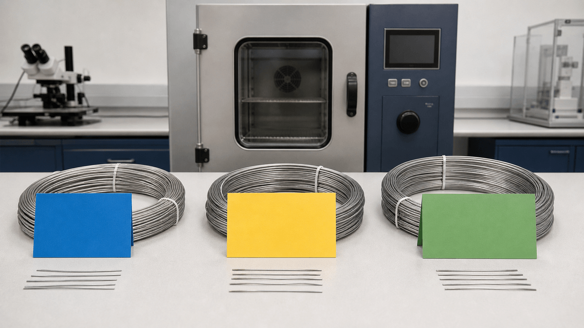 CuNiTiCr wire active Af sample groups for temperature comparison CuNiTiCr wire active Af sample groups for temperature comparison
