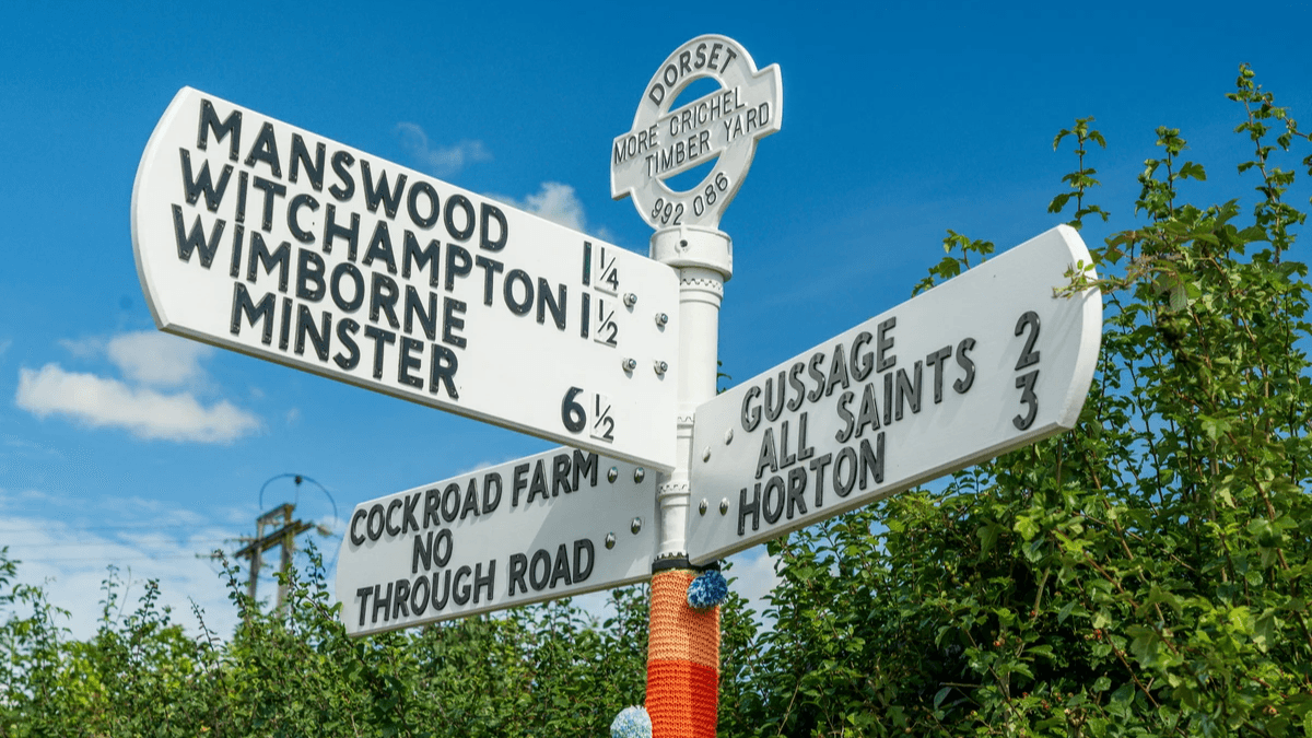 Directional signpost showing several possible routes at a crossroads Directional signpost showing several possible routes at a crossroads