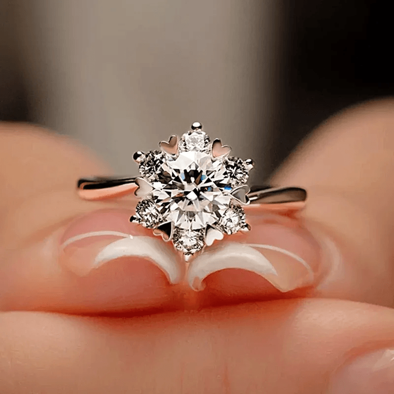 Exquisite rose gold flower moissantie engagement ring Exquisite rose gold flower moissantie engagement ring