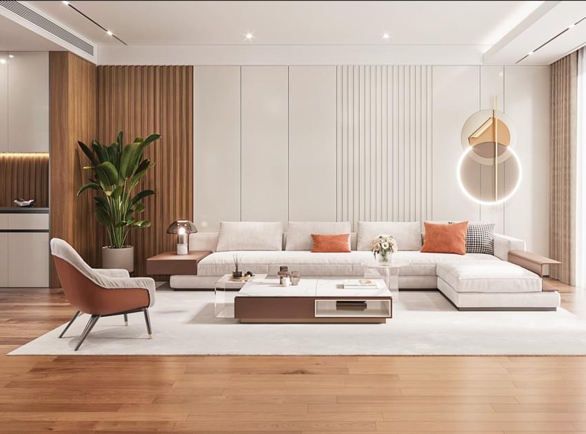 wpc wall panel interior in a contemporary living room setting. wpc wall panel interior in a contemporary living room setting.