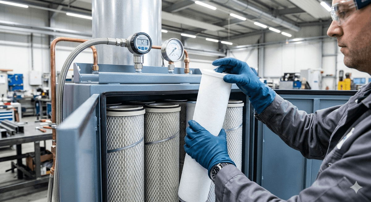 Filter pressure monitoring for energy-efficient dust extraction Filter pressure monitoring for energy-efficient dust extraction