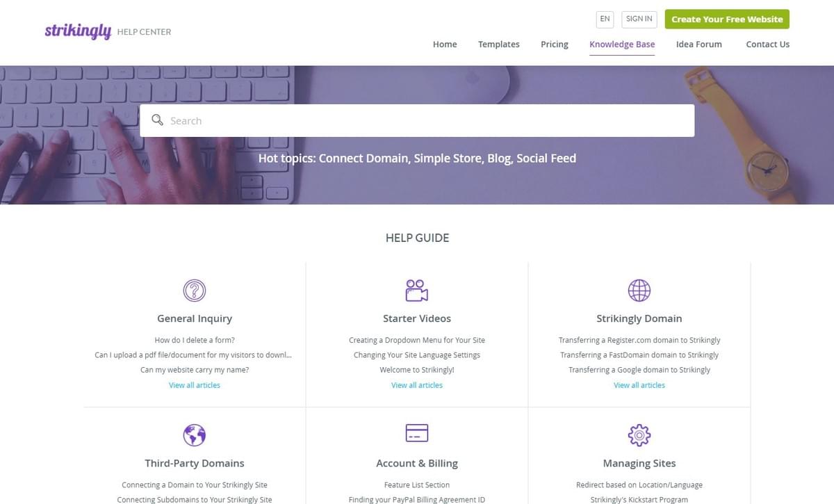 Strikingly knowledge base interface with an organized resource entrance Strikingly knowledge base interface with an organized resource entrance