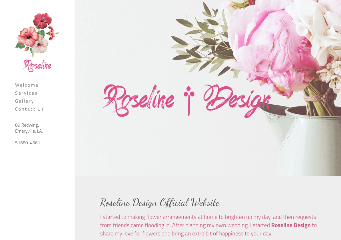 Roseline website template demonstrating an orderly modern content layout Roseline website template demonstrating an orderly modern content layout