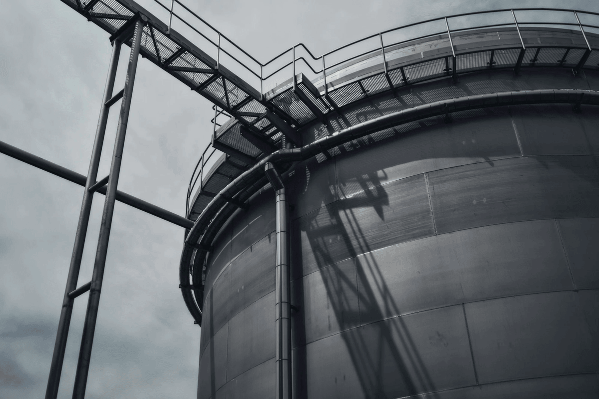 Inspection tools around storage tank. Inspection tools around storage tank.