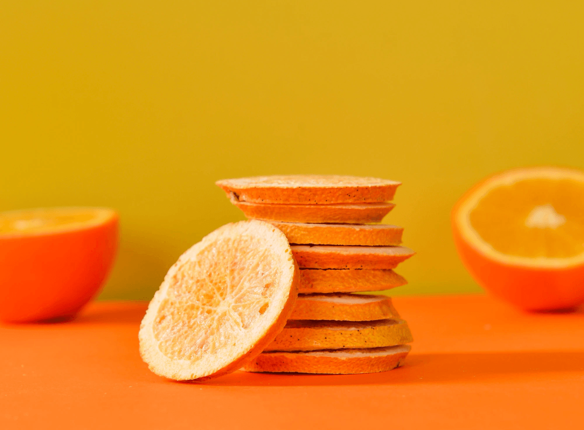 freshly made freeze dried orange slices for tea freshly made freeze dried orange slices for tea