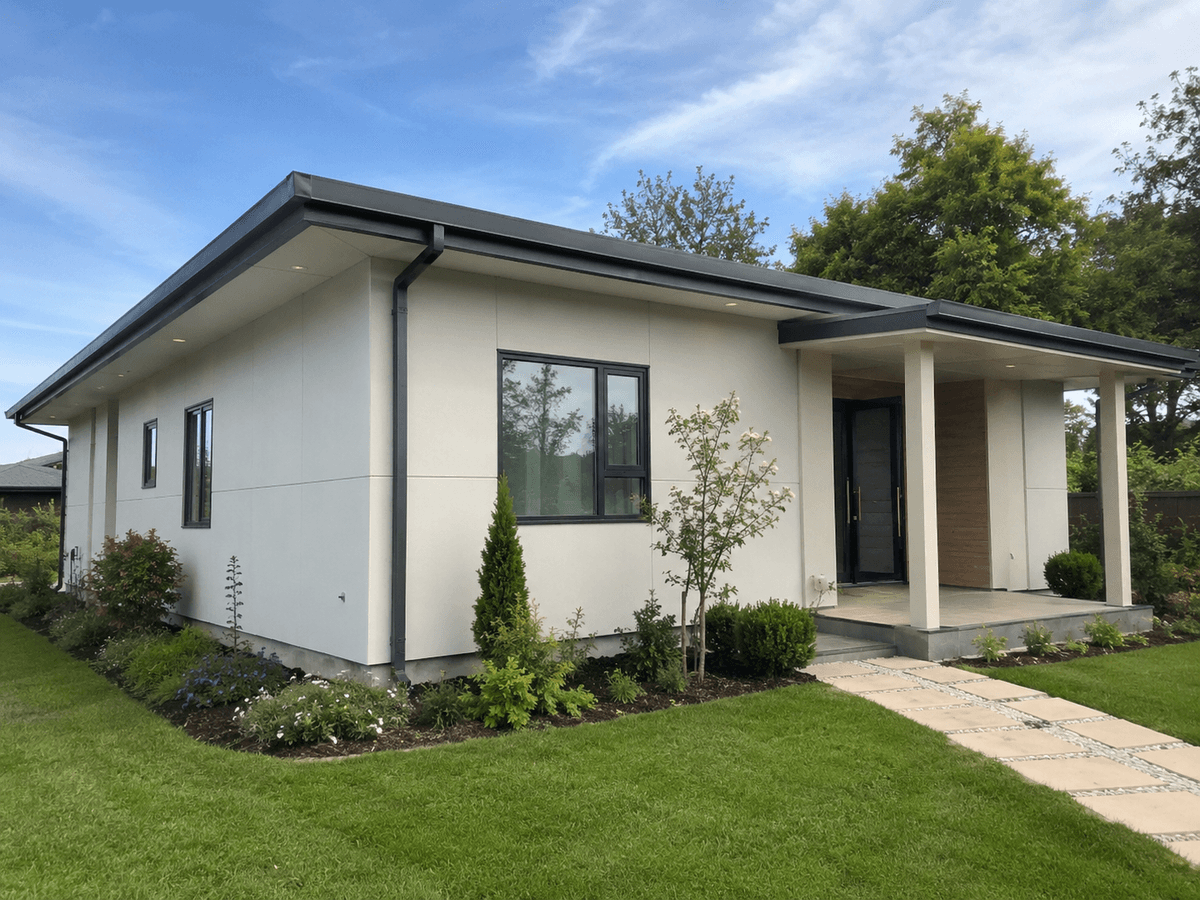 Casa prefabricada duradera con exterior bien mantenido Casa prefabricada duradera con exterior bien mantenido