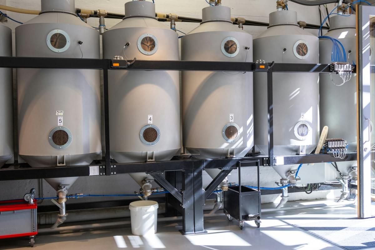 Baghouse filter bags inside dust collector housing Baghouse filter bags inside dust collector housing