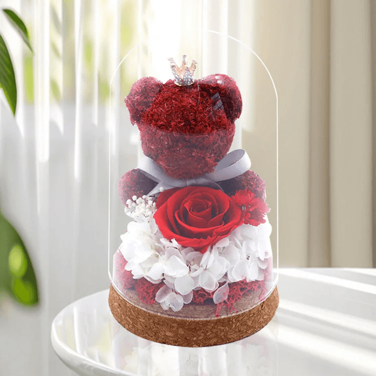 Beautiful glass rose arrangement showcasing eternal flowers. Beautiful glass rose arrangement showcasing eternal flowers.