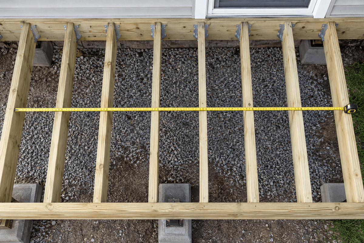 Composite decking joists measured on center Composite decking joists measured on center