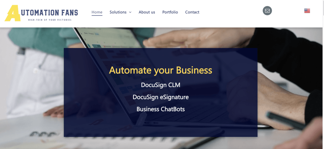 Original automation.fans case image showing its business automation service website. Original automation.fans case image showing its business automation service website.
