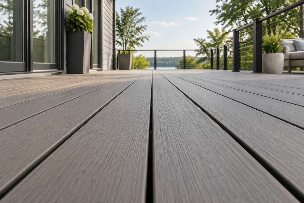 Uniform side gaps across hidden-fastened composite decking Uniform side gaps across hidden-fastened composite decking