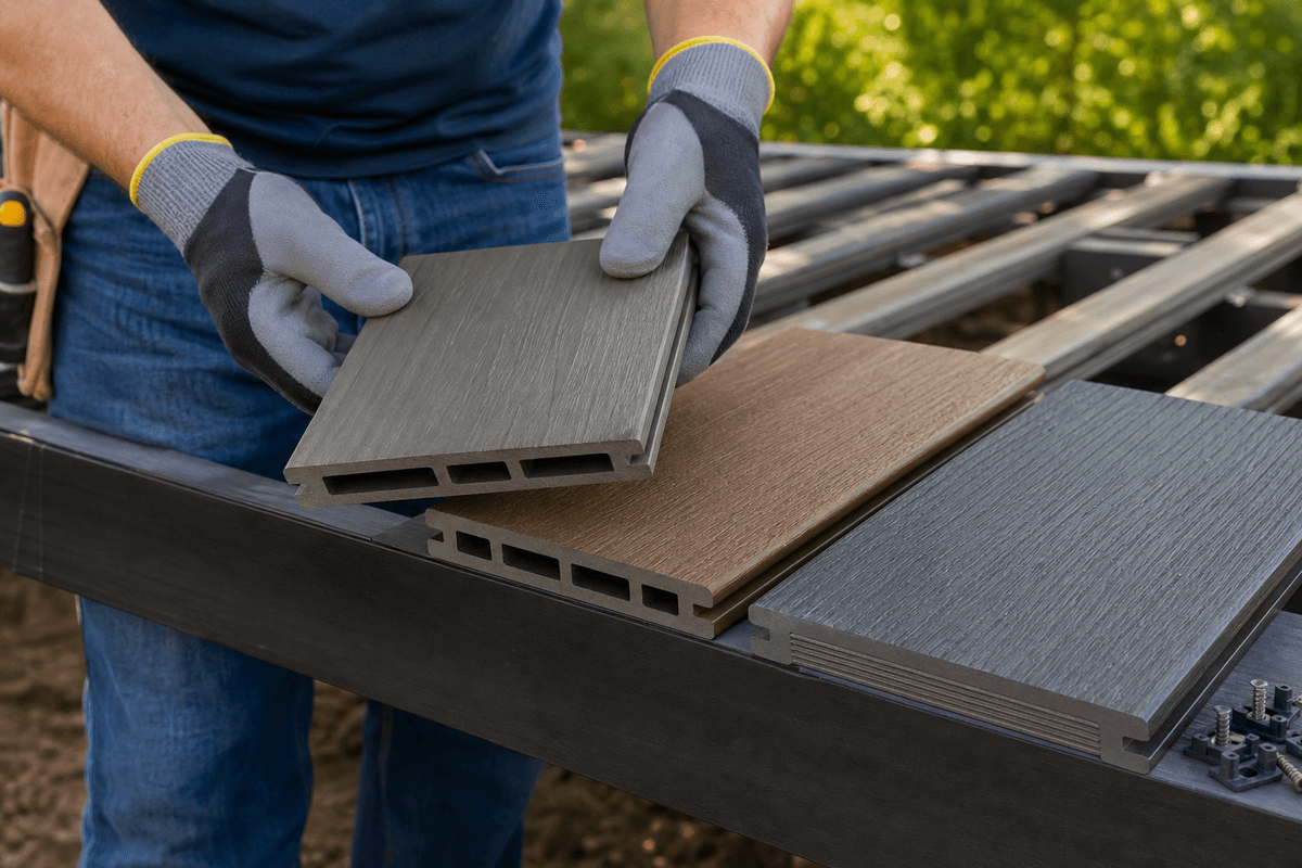 Capped composite deck surface with water and everyday outdoor use Capped composite deck surface with water and everyday outdoor use