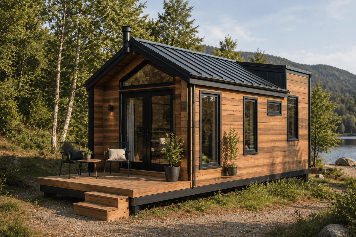 Tiny house prefabricada instalada en un entorno natural Tiny house prefabricada instalada en un entorno natural