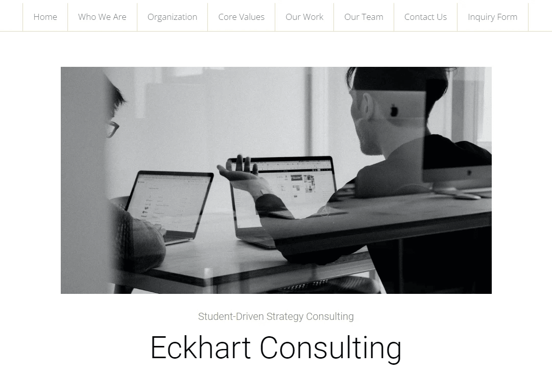 Minimal website template illustrating a restrained top-level navigation menu Minimal website template illustrating a restrained top-level navigation menu
