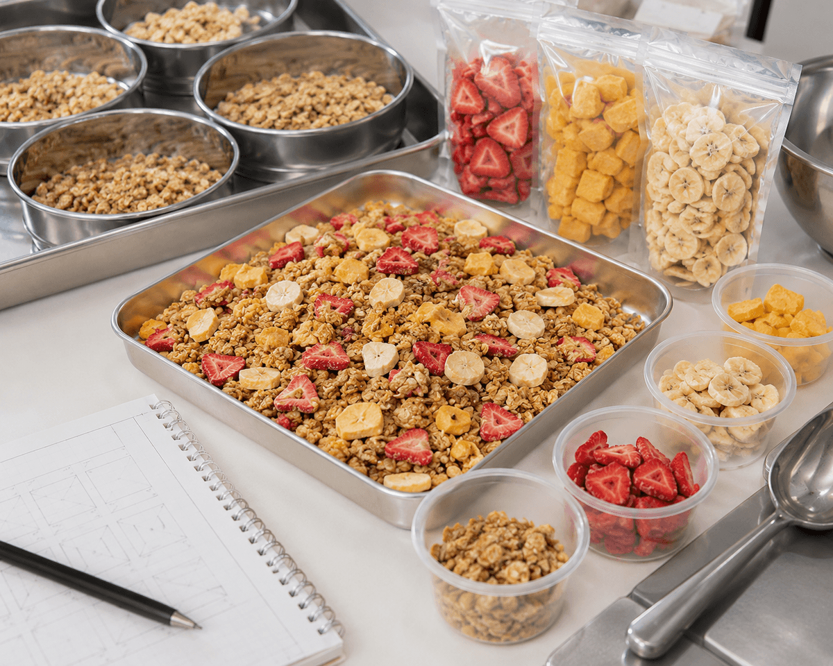 Freeze-dried fruit inclusions for granola blends Freeze-dried fruit inclusions for granola blends