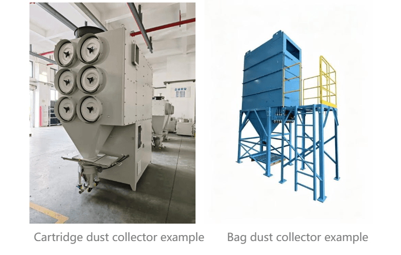 Cartridge dust collector and Bag dust collector example Cartridge dust collector and Bag dust collector example