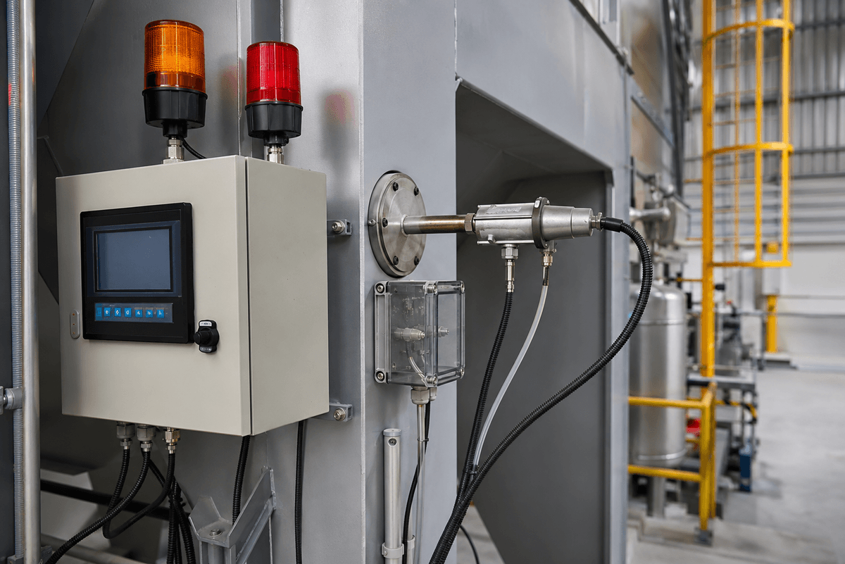 Oxygen monitoring for dust collector inerting safety Oxygen monitoring for dust collector inerting safety