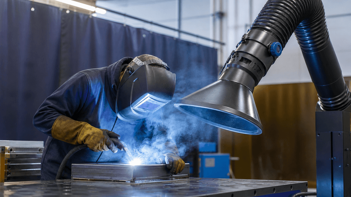 welding fume extraction system capturing plume near the weld welding fume extraction system capturing plume near the weld