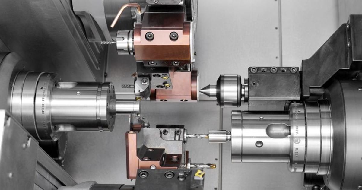 Milling parts in action with a high-tech CNC milling machine Milling parts in action with a high-tech CNC milling machine