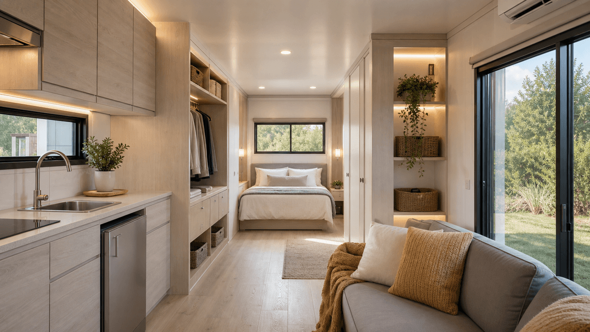 Interior eficiente de casa contenedor modular Interior eficiente de casa contenedor modular