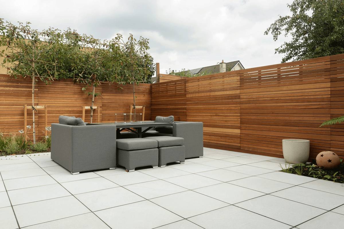 Stylish white composite screening enhancing outdoor space privacy Stylish white composite screening enhancing outdoor space privacy