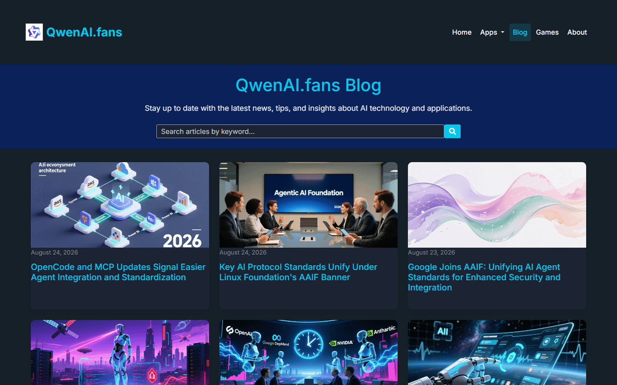 QwenAI.fans blog index listing dated articles about AI tools, standards, releases, and security. QwenAI.fans blog index listing dated articles about AI tools, standards, releases, and security.