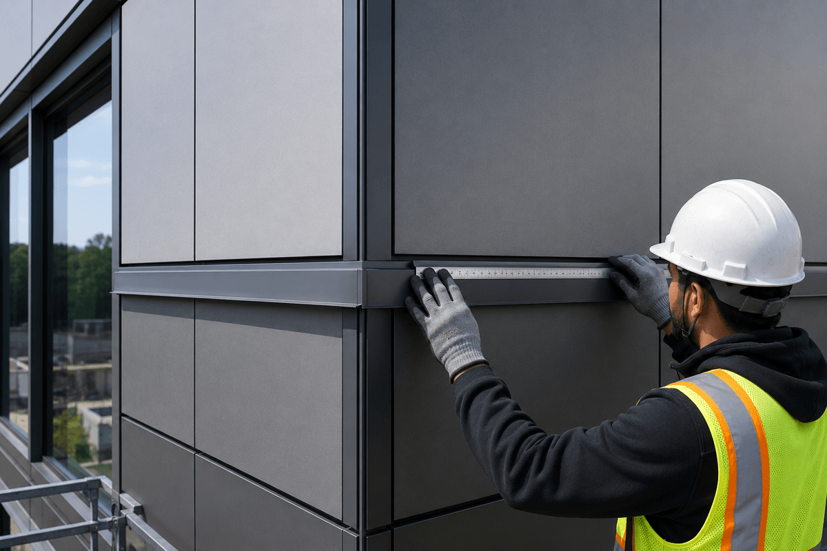 Folded coping caps aligned on parapet wall Folded coping caps aligned on parapet wall