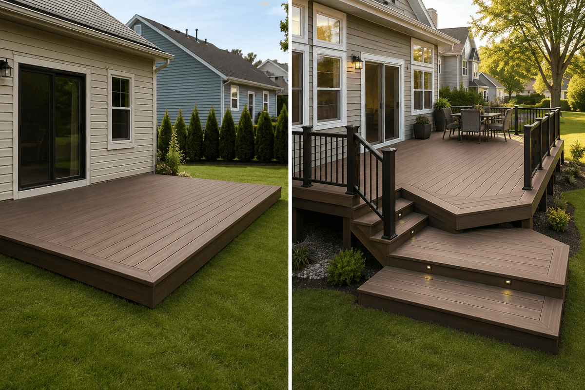 Simple and complex composite deck layouts compared Simple and complex composite deck layouts compared